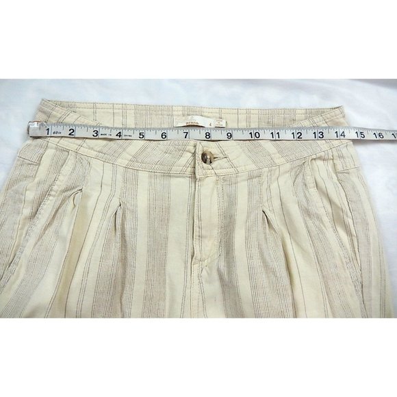 Prana Women Pants Sz 4 Mid Rise Striped Pleated Pockets Cinch Bottom Casual - Picture 9 of 14